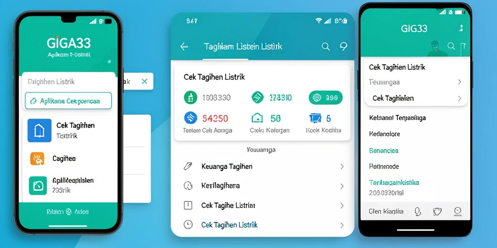 Tampilan antarmuka GIGA33 untuk cek tagihan listrik bulanan.