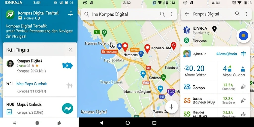 Antarmuka intuitif IDNRAJA saat navigasi menggunakan kompas digital.