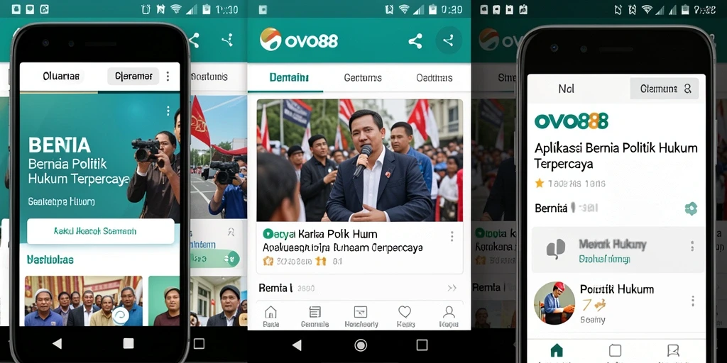 Tampilan antarmuka OVO88 yang modern dengan informasi politik dan hukum.