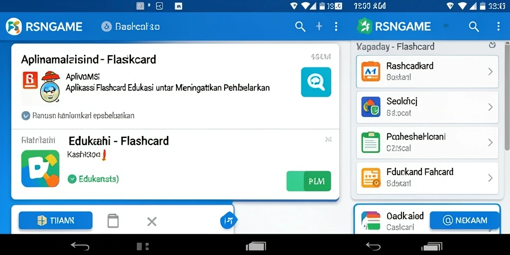 Antarmuka aplikasi RSNGAME yang menarik dan interaktif untuk belajar flashcard.