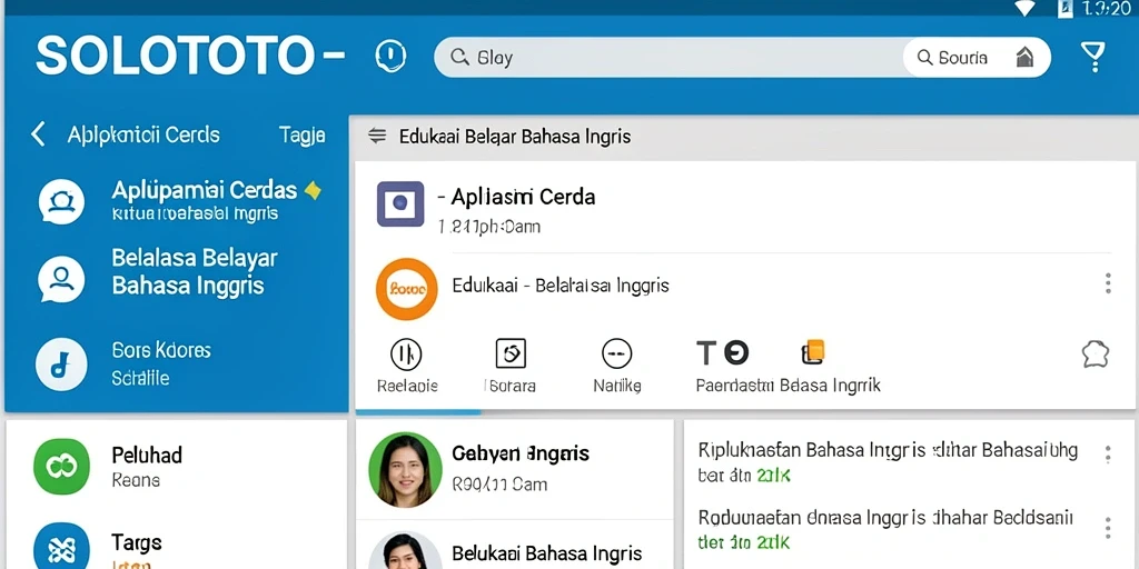Antarmuka pengguna SOLOTOTO yang intuitif dan interaktif untuk belajar bahasa Inggris.