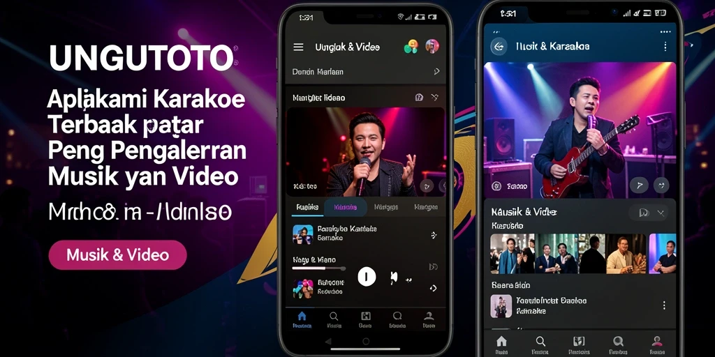 Antarmuka pengguna UNGUTOTO dengan berbagai opsi Karaoke yang menarik.