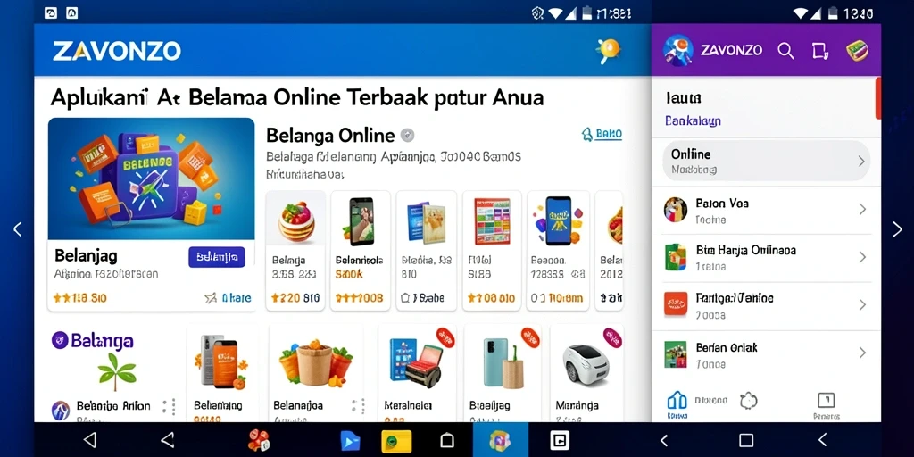 Antarmuka aplikasi ZAVONZO yang sederhana dan menarik untuk Belanja Online.